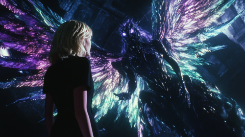 A Blonde Angelic Girl Interacting with Mystic Aura