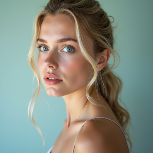 A Blonde Girl with Ocean Blue Eyes