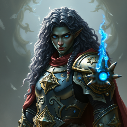 A Blue-Eyed Half-Elf in Blue ISU Armor