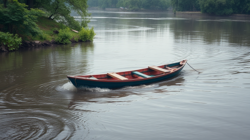 A Boat in the River Sinking Down