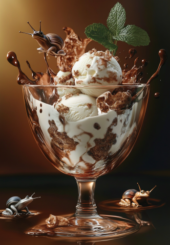 A Bowl of Vanilla Ice Cream Colliding with Nature.