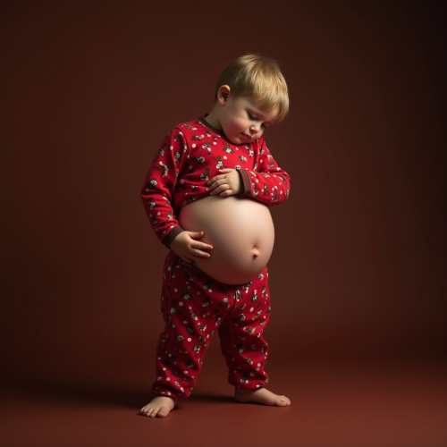 A Boy's Huge Belly on Christmas Morning