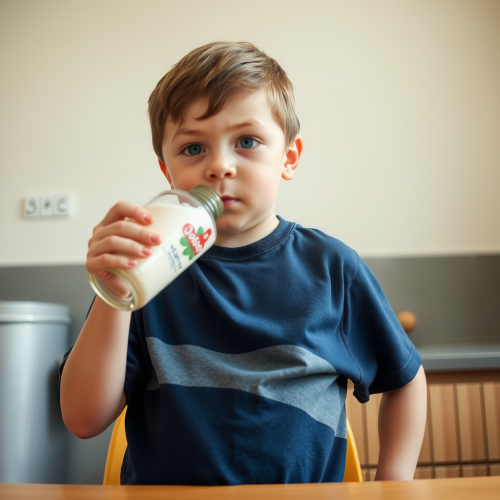 A Boy Becoming Obese from Weight Gain Milkshake