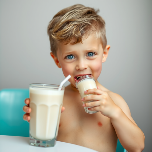 A Boy Growing Bigger from Weight Gain Milkshake