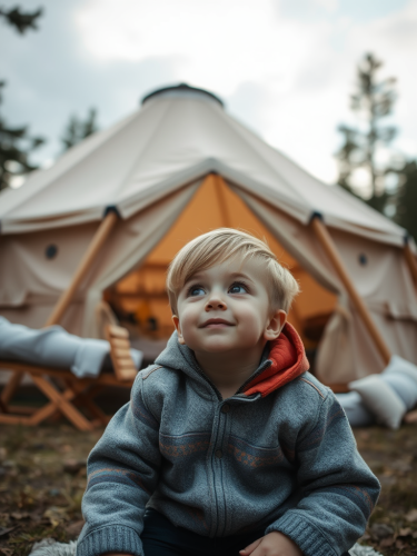 A Boy Near the Glamping Dome
