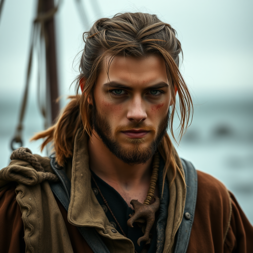 A Brave Medieval Pirate with Brown Hair