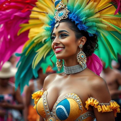 A Brazilian Woman Enjoying the Carnival
