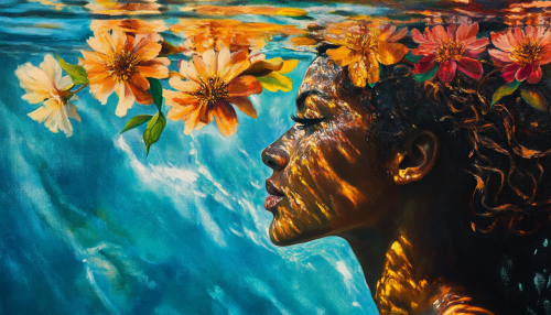 A Brazilian Woman with Flowers in Oil Painting