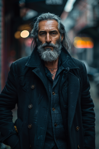 A Brazilian man in urban alley at dusk
