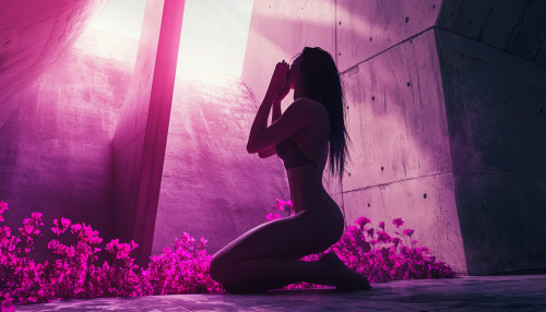 A Brazilian woman in purple building with flowers.