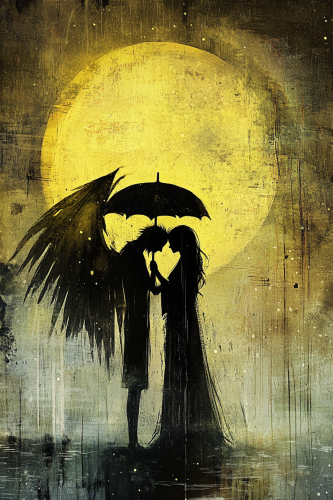 A Bright Ghostly Figure Protects Friend from Rain