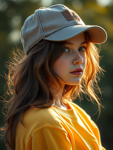 A Brown-Haired Girl Wearing a Cap