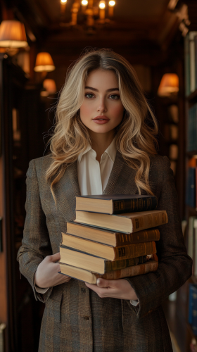 A Business Woman Shopping for Books in Luxury Store