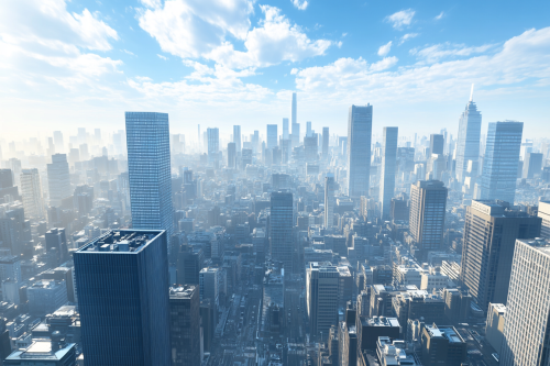 A Busy Japanese City with Skyscrapers