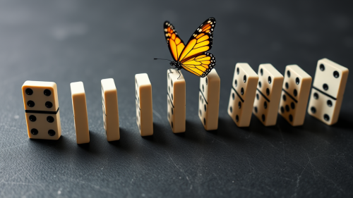 A Butterfly Effect: Dominoes Falling from Push