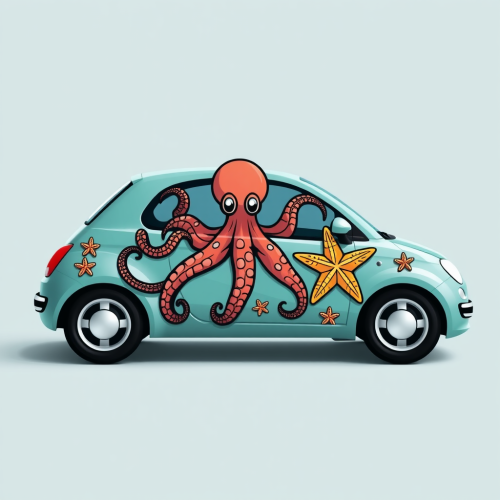 A Car Designed with Octopus, Seashell and Starfish
