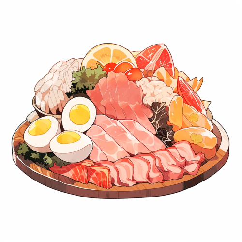 A Cartoon Food Plate With Various Ingredients