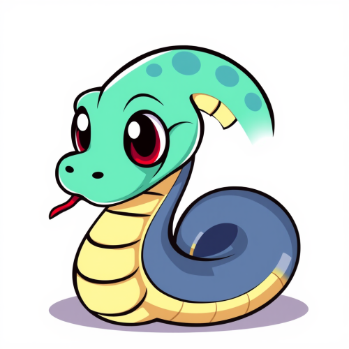 A Cartoon Snake in White Background