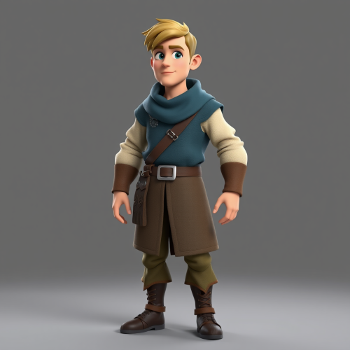 A Cartoonish Medieval Male Scout in T-Pose