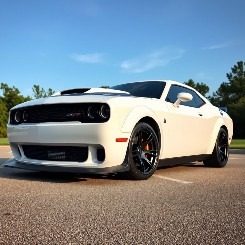 A Cartoony White Dodge Hellcat SRT Widebody