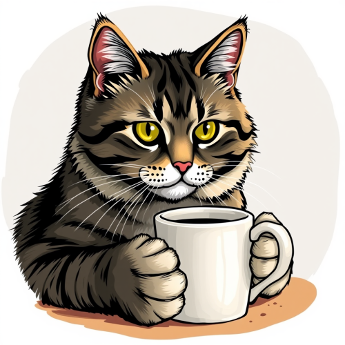 A Cat Holding a Coffee Mug