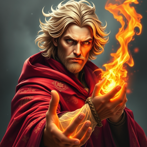 A Charismatic Sorcerer Casting a Flaming Spell