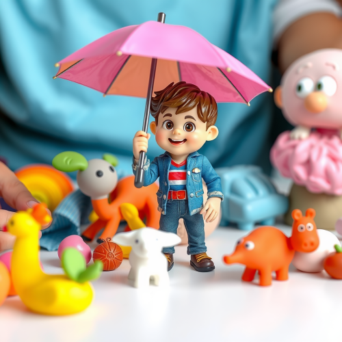 A Child's Playtime with Colorful Clay Creations