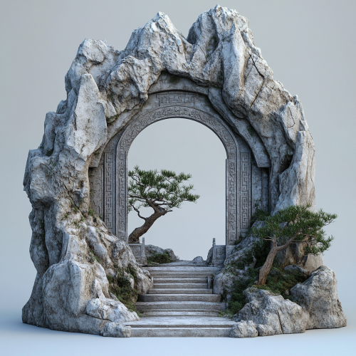 A Chinese Stone Gate Symbolizes Stability and Support A Chinese Stone Gate Symbolizes Stability and Support