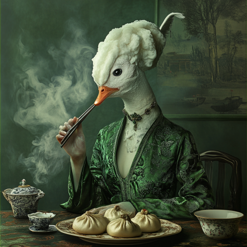 A Chinese creature with food and smoke