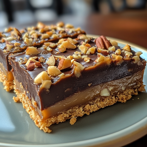 A Close-Up of Gooey Turtle Bars on Plate