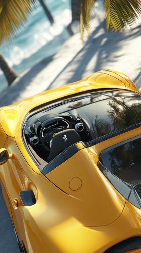 A Close-up of a Yellow Ferrari F8 Spider