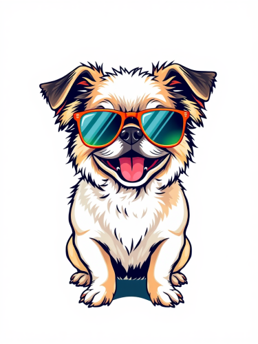 A Colorful Cartoon Shih Tzu in Sunglasses