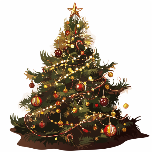 A Colorful Christmas Tree with Traditional Lights