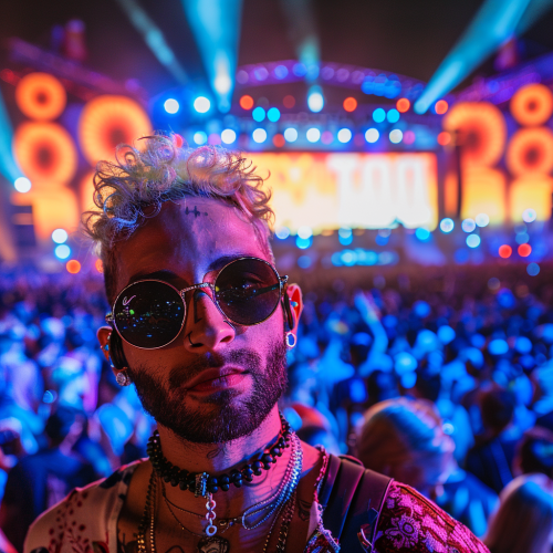 A Colorful Music Festival with Diverse Crowd