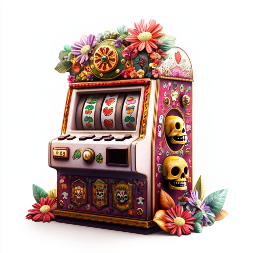 A Colorful Skull Slot Machine in Pixar Style