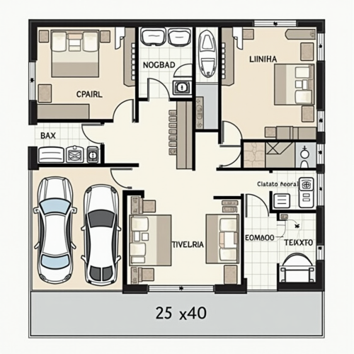 A Comprehensive 25x40 Two-Bedroom House Floor Plan
