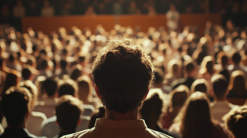 A Conference Hall View from Rear Crowd Perspective