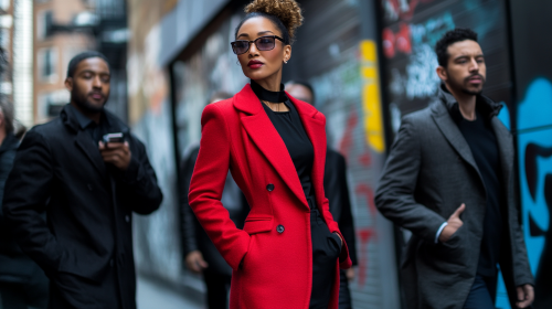 A Confident Woman in Urban Power Stance