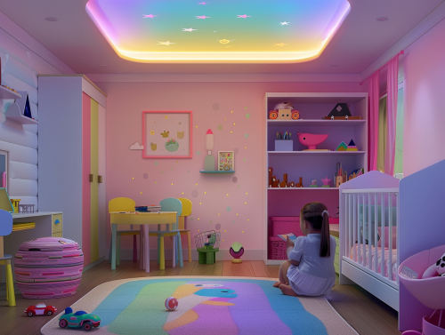 A Cozy Children's Room with LED Light