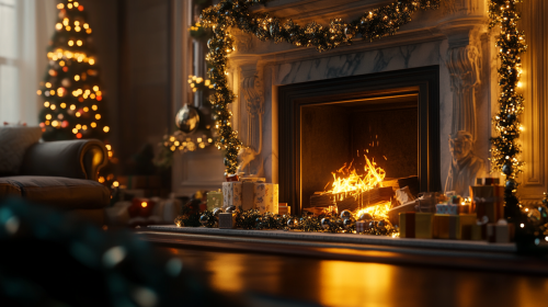 A Cozy Christmas Living Room Fireplace Scene A Cozy Christmas Living Room Fireplace Scene
