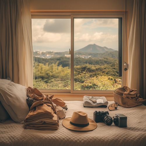 A Cozy Guest Room with Travel Essentials View