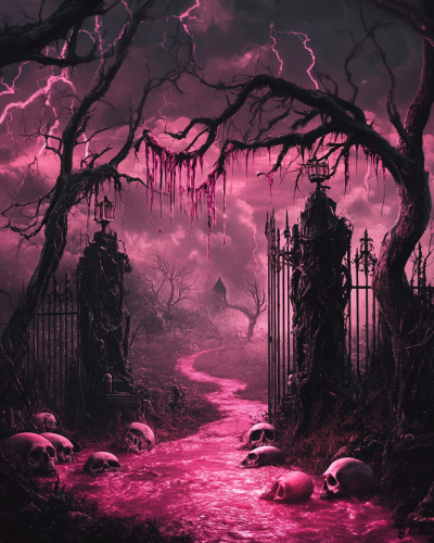 A Creepy Hot Pink Halloween Forest of Horror