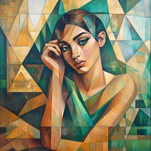 A Cubist Egyptian Lady by Tamara Lempicka Replica
