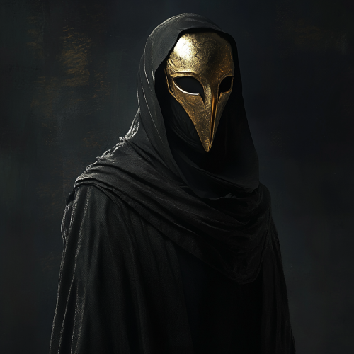 A Cultist in Black Robes with Golden Devil Mask