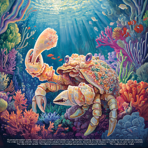 A Curious Crab with Chicken Drum in Coral Reef