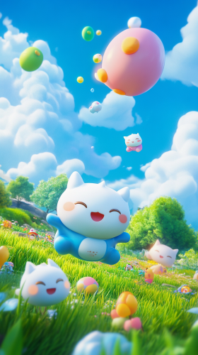 A Cute Cartoon Game Promotion Scene