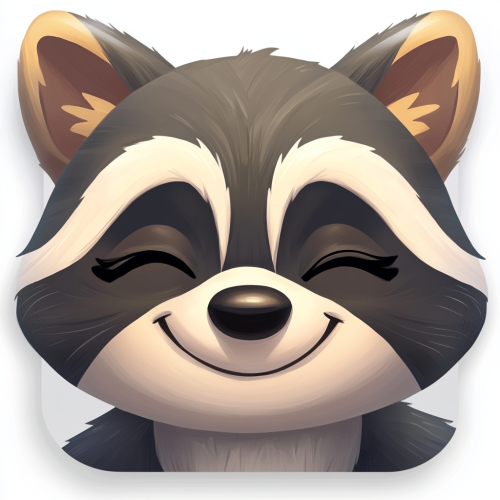 A Cute Cartoon Raccoon Winking in Simple Design