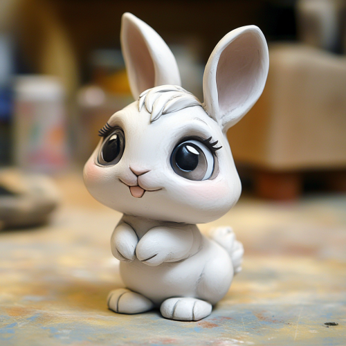A Cute Claymation Baby Bunny with Playful Eyes