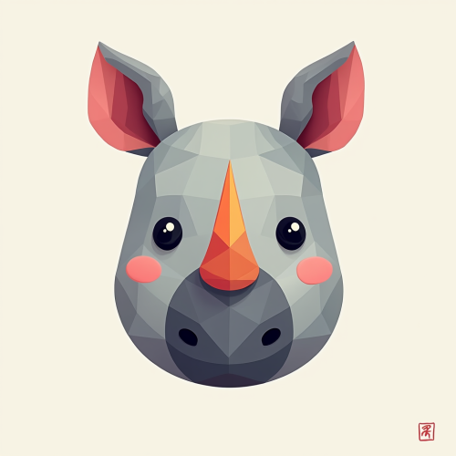 A Cute Pastel-Colored Rhino Face Design