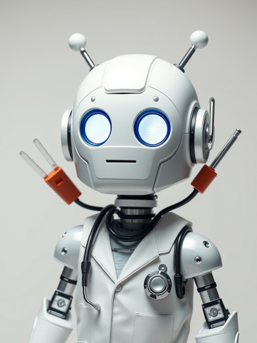 A Cute Robot Doctor Holding Tools